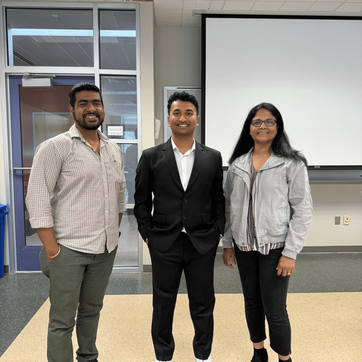 Dr. Rounak Patra with Drs. Sindhu Jagadamma and Debasish Saha